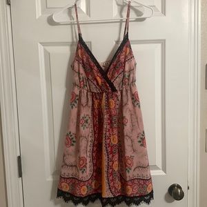 Floral Babydoll Dress with Lace Trim